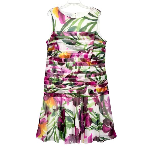 London Times Woman Tiered Ruffle Hem Cocktail Dress Plus Size 18W Floral Multi - Picture 1 of 15